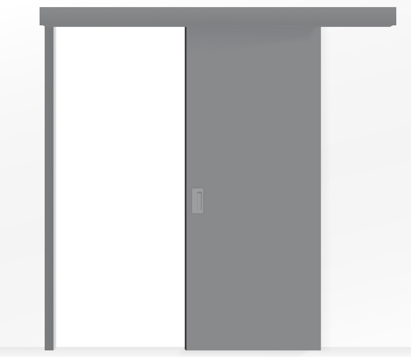 Влагостойкая раздвижная одностворчатая дверь ПВХ глухая серая