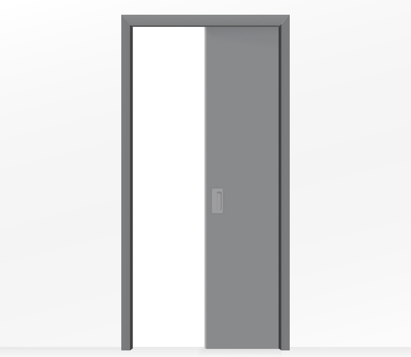 Дверь пенал раздвижная встроенная в стену одностворчатая серая глухая