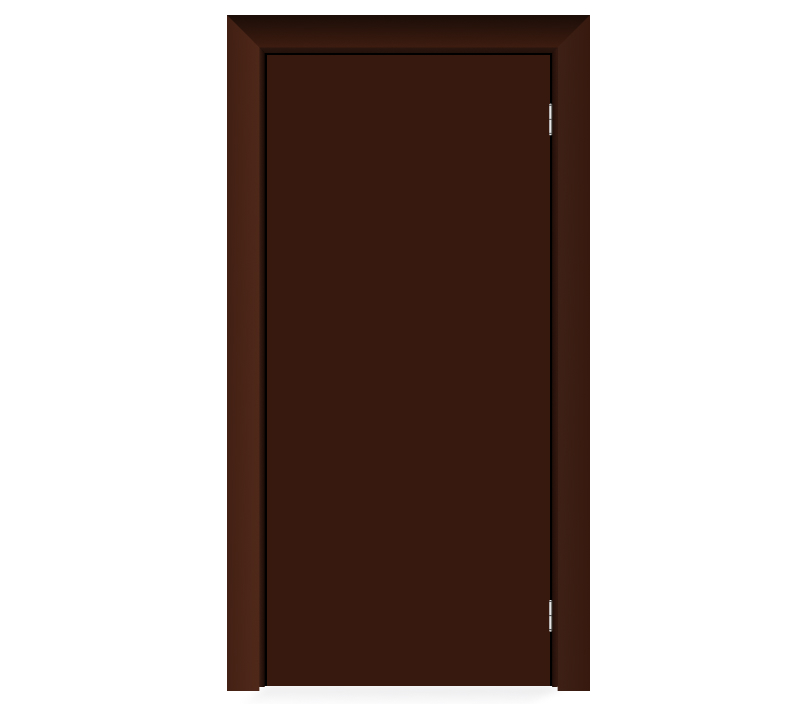 Влагостойкая дверь ПВХ EtaDoor глухая коричневая маятниковая одностворчатая с алюминиевой кромкой