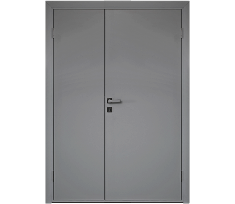 Влагостойкая дверь ПВХ EtaDoor глухая серая полуторастворчатая с ПВХ кромкой