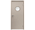 Влагостойкая дверь ПВХ EtaDoor с иллюминатором бежевая одностворчатая с алюминиевой кромкой