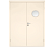Влагостойкая дверь ПВХ EtaDoor с иллюминатором кремовая двухстворчатая с алюминиевой кромкой