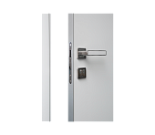 Влагостойкая дверь ПВХ EtaDoor глухая белая одностворчатая с алюминиевой кромкой