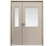 Влагостойкая дверь ПВХ EtaDoor с окном бежевая полуторастворчатая с алюминиевой кромкой